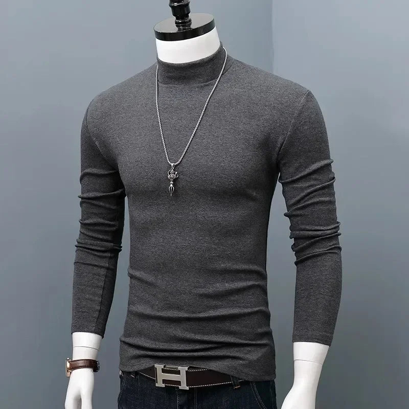 Long Sleeve T-shirt Thermal Underwear Tops Men Winter Clothes Thermal Shirt Autumn Men's Winter Tights High Neck Thin Slim Fit