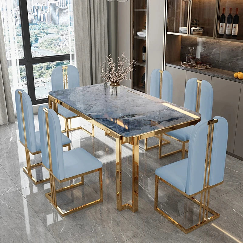 Einzigartige Luxus-Esstischstühle mit modernen Metallbeinen, rechteckiger Esstisch im platzsparenden nordischen Design, Mesa De Comedor Möbel