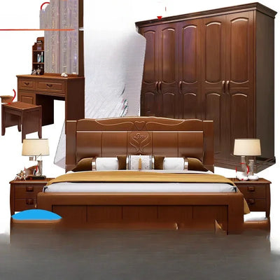 Europäisches Luxus-Schlafzimmer-Set, weich, modern, High-End-Aufbewahrung, Queen-Size-Schlafzimmer-Set, Holz, cool, Apartment, Möbel für Schlafzimmer