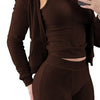 Autumn Winter Double-sided Velvet Vest 3 Piece Set For Woman's Fashion Hooded Sweatshirt Jacket Slim Pocket Trousers Female Suit