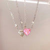 Y2K Rosa Planet Herz Zirkon Anhänger Halsketten Frauen Mode Ästhetische Schlüsselbeinkette Halskette Valentinstag Geschenk Party Schmuck