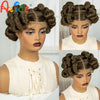 Natural Color 6Inch Transparent Full Lace Braided Wigs Short Cute Handmade Bantu Synthetic Braided Lace Wigs Knotless Braids Wig