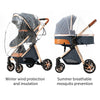 Kinderwagen 3 in 1 Kinderwagen für Babys, leichte Buggys, Babykutsche, ISOFIX BASIS, Baby Reisekinderwagen, Neugeborenenkinderwagen