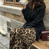 TRAFZA 2024 Women Fashion Leopard Print Skirt Vintage High Waist Midi Skirts Elegant Women Summer Casual Streetwear Skirt