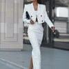 Clacive Fashion Long Sleeve Crop Top 2 Piece Sets Women Elegant Slim Stripe Print Skirts Set Casual High Waist Long Skirt Suits
