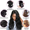 Brazilian Body Wave Bundles with 13x4 Lace Closure Real Human Hair Closure with 3 Bundles Weave Virgin Hair Natural Black Color