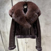 21-25Shearling Jacket women's shearling Cloth With Big Fur Collar and Hooded