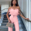 Damen Sexy Jumpsuit Brustwickel Frühling Sommer Mode Weiblich Elegant Weiß Empire Lässig Gerade Lange Jumpsuits