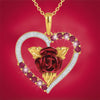 Romantische herzförmige Rosen-Anhänger-Halskette mit roten und weißen Strasssteinen, Damenhalskette, exquisiter Schmuck, Valentinstagsgeschenke