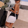 New Women Summer Patchwork Bandage  2 Two Piece  Strapless  Sleeveless Bow Top & Mini Skirt Club Party Holiday High Street Sets