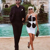 New Women Summer Patchwork Bandage  2 Two Piece  Strapless  Sleeveless Bow Top & Mini Skirt Club Party Holiday High Street Sets