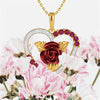 Romantische herzförmige Rosen-Anhänger-Halskette mit roten und weißen Strasssteinen, Damenhalskette, exquisiter Schmuck, Valentinstagsgeschenke