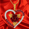 Romantische herzförmige Rosen-Anhänger-Halskette mit roten und weißen Strasssteinen, Damenhalskette, exquisiter Schmuck, Valentinstagsgeschenke