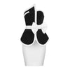 New Women Summer Patchwork Bandage  2 Two Piece  Strapless  Sleeveless Bow Top & Mini Skirt Club Party Holiday High Street Sets