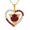 Romantische herzförmige Rosen-Anhänger-Halskette mit roten und weißen Strasssteinen, Damenhalskette, exquisiter Schmuck, Valentinstagsgeschenke
