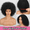 Afro Fluffy Curly Human Hair Wigs 70S Jerry Curl Wig One Wig Two Stlyes Glueless Wig Puffy Bouncy Wig Bouncy Wet and Dry Styling - MAGUSTA BEAUTY