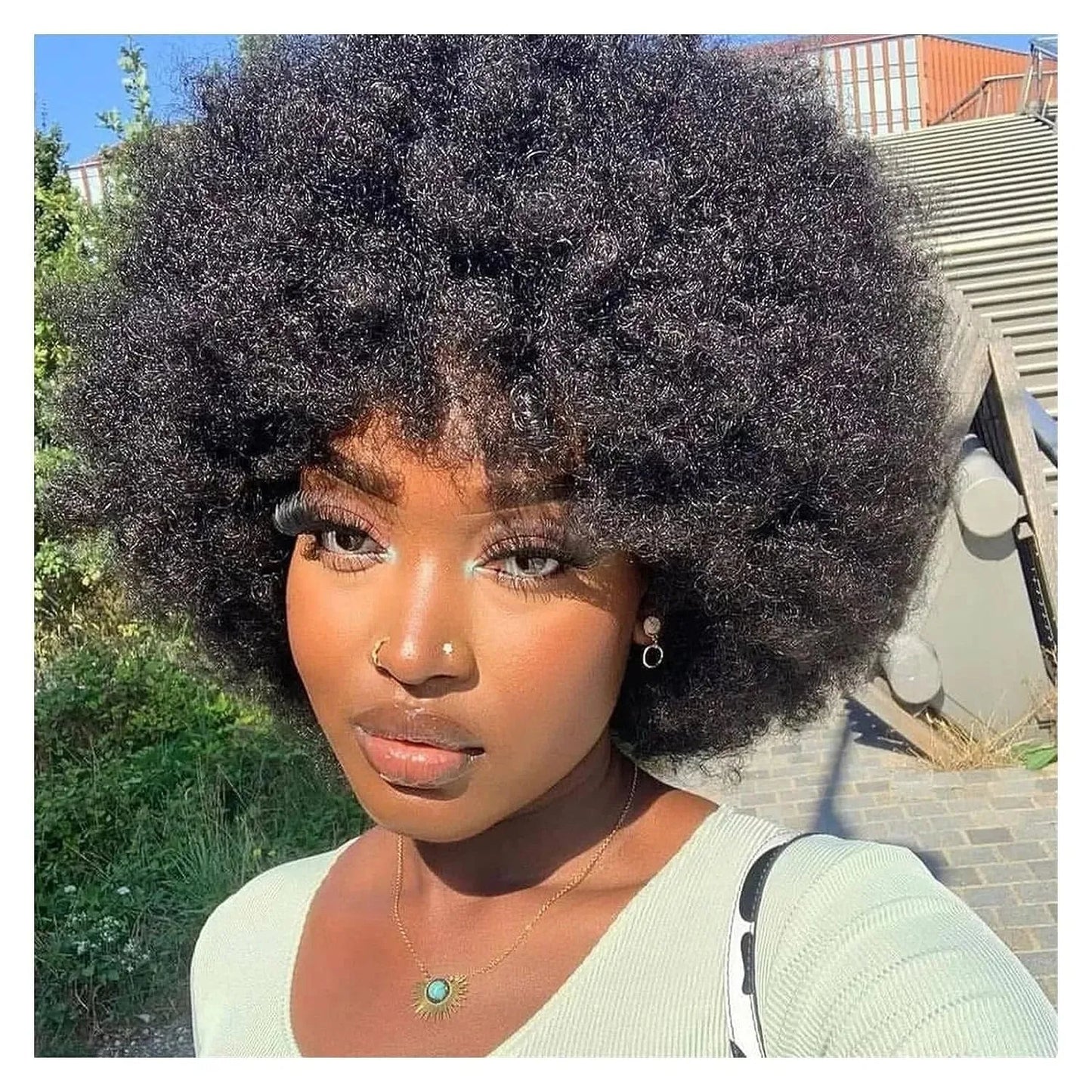 Afro Fluffy Curly Human Hair Wigs 70S Jerry Curl Wig One Wig Two Stlyes Glueless Wig Puffy Bouncy Wig Bouncy Wet and Dry Styling - MAGUSTA BEAUTY