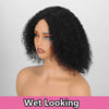 Afro Fluffy Curly Human Hair Wigs 70S Jerry Curl Wig One Wig Two Stlyes Glueless Wig Puffy Bouncy Wig Bouncy Wet and Dry Styling - MAGUSTA BEAUTY