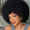 Afro Fluffy Curly Human Hair Wigs 70S Jerry Curl Wig One Wig Two Stlyes Glueless Wig Puffy Bouncy Wig Bouncy Wet and Dry Styling - MAGUSTA BEAUTY
