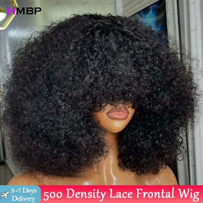 Afro Kinky Curly 500 Density Glueless Lace Front Wig Human Hair Ready To Go 13×6/360 HD Lace Front Wig Preplucked Hair For Women - MAGUSTA BEAUTY