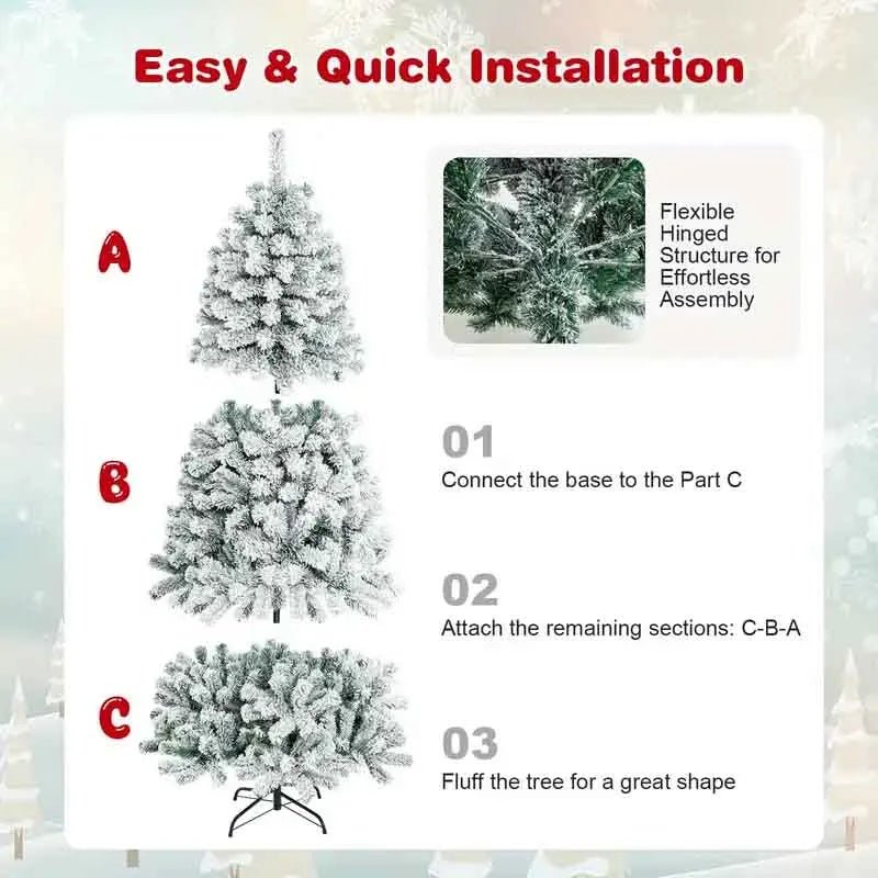 Artificial PVC Christmas Tree with Snow Pine Cones and LED Lights for Christmas Home Decoration Christmas Tree - MAGUSTA BEAUTY
