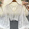 Autumn Black/White/Brown Sexy Lace Blouse Women Elegant V-Neck Puff Long Sleeve Open Back Short Tops Female Party Blusas 2021 - MAGUSTA BEAUTY