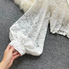 Autumn Black/White/Brown Sexy Lace Blouse Women Elegant V-Neck Puff Long Sleeve Open Back Short Tops Female Party Blusas 2021 - MAGUSTA BEAUTY