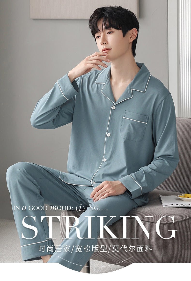 Autumn Pajamas Sets Men Long Sleeve Modal Cotton Thin Teenage Boys' Large Size Spring Outwear Home Cloth Suit Sleepwear Male - MAGUSTA BEAUTY
