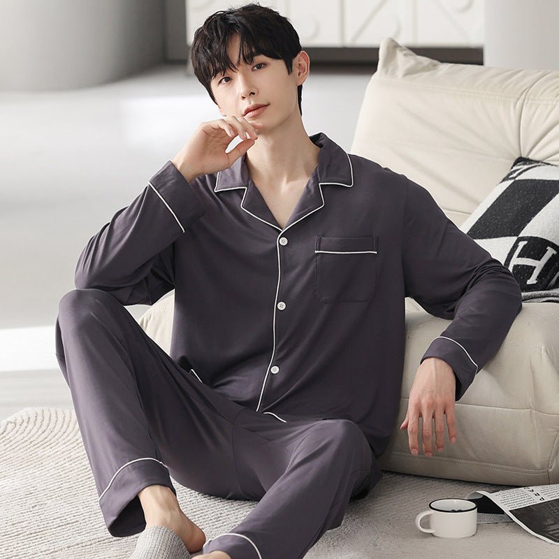 Autumn Pajamas Sets Men Long Sleeve Modal Cotton Thin Teenage Boys' Large Size Spring Outwear Home Cloth Suit Sleepwear Male - MAGUSTA BEAUTY