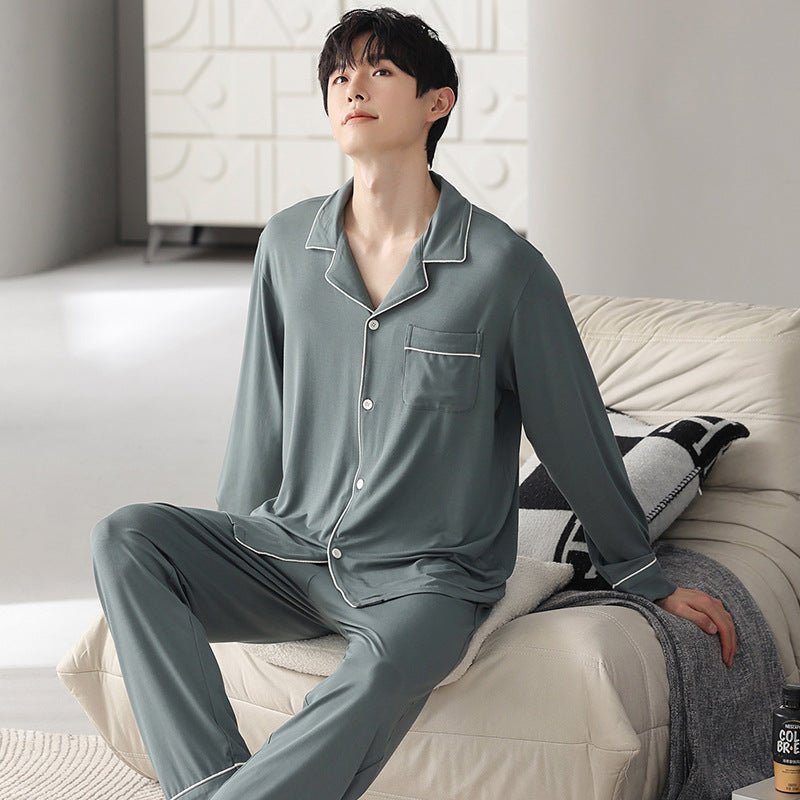 Autumn Pajamas Sets Men Long Sleeve Modal Cotton Thin Teenage Boys' Large Size Spring Outwear Home Cloth Suit Sleepwear Male - MAGUSTA BEAUTY