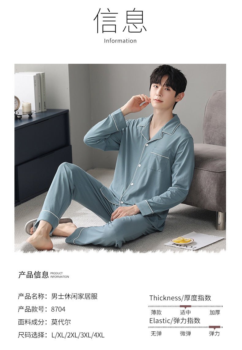 Autumn Pajamas Sets Men Long Sleeve Modal Cotton Thin Teenage Boys' Large Size Spring Outwear Home Cloth Suit Sleepwear Male - MAGUSTA BEAUTY