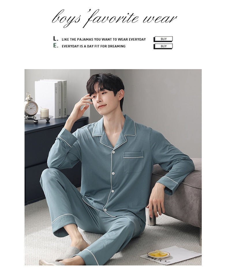 Autumn Pajamas Sets Men Long Sleeve Modal Cotton Thin Teenage Boys' Large Size Spring Outwear Home Cloth Suit Sleepwear Male - MAGUSTA BEAUTY