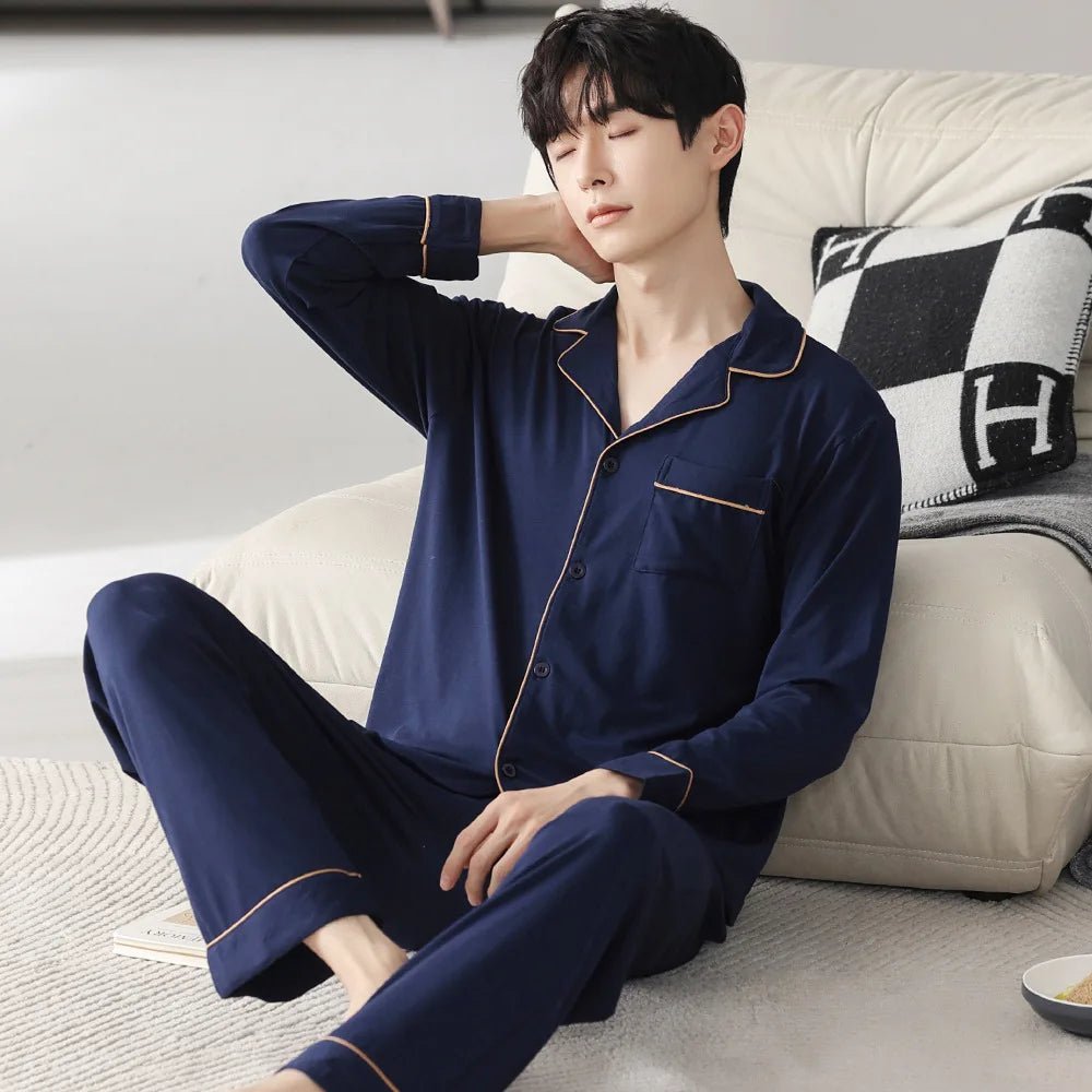 Autumn Pajamas Sets Men Long Sleeve Modal Cotton Thin Teenage Boys' Large Size Spring Outwear Home Cloth Suit Sleepwear Male - MAGUSTA BEAUTY