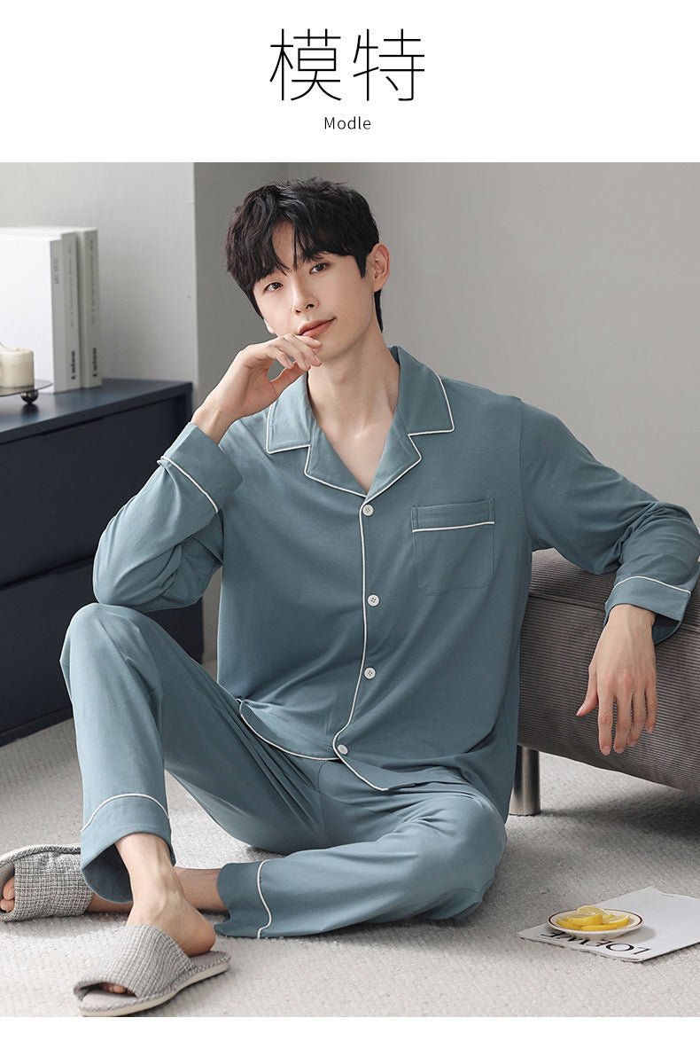Autumn Pajamas Sets Men Long Sleeve Modal Cotton Thin Teenage Boys' Large Size Spring Outwear Home Cloth Suit Sleepwear Male - MAGUSTA BEAUTY