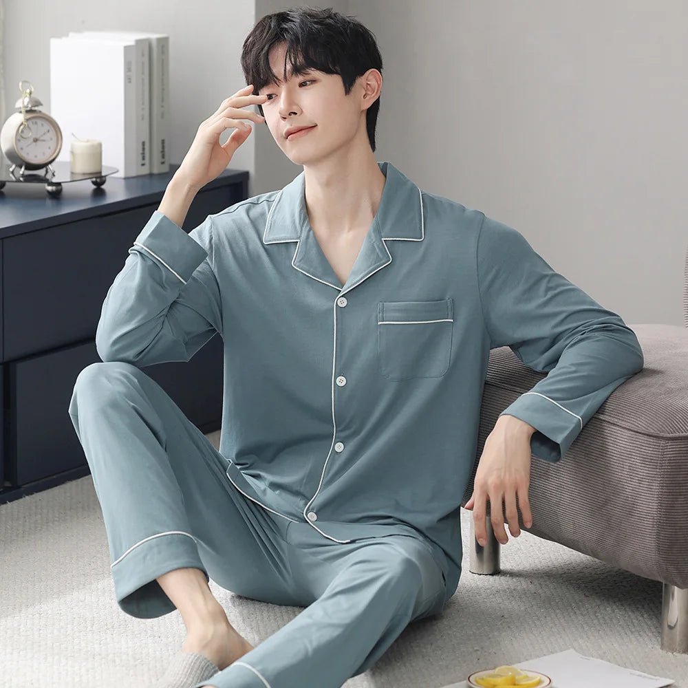 Autumn Pajamas Sets Men Long Sleeve Modal Cotton Thin Teenage Boys' Large Size Spring Outwear Home Cloth Suit Sleepwear Male - MAGUSTA BEAUTY
