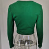Autumn Winter Ribber Knitted T Shirts Women Green Spring Cut Out White Basic Long Sleeve Crop Tops Casual Tees - MAGUSTA BEAUTY