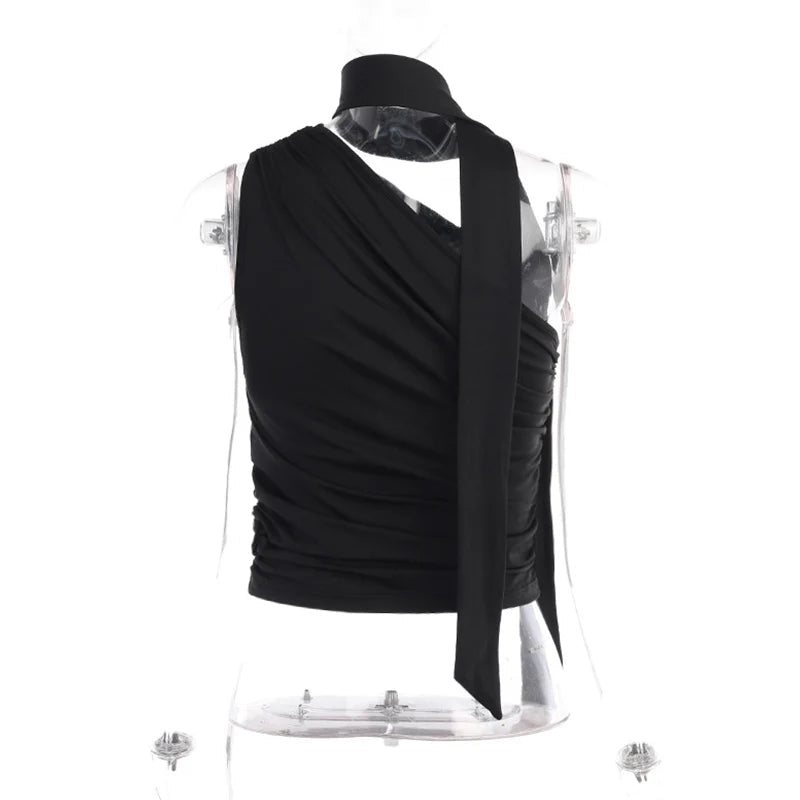 Backless Sexy Off Shoulder Halter Tank Tops Women Vintage Sleeveless Crop Top Y2K Clothes Club Female Casual Summer - MAGUSTA BEAUTY