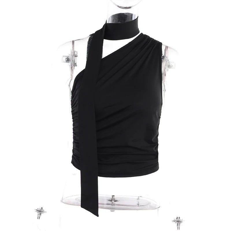 Backless Sexy Off Shoulder Halter Tank Tops Women Vintage Sleeveless Crop Top Y2K Clothes Club Female Casual Summer - MAGUSTA BEAUTY