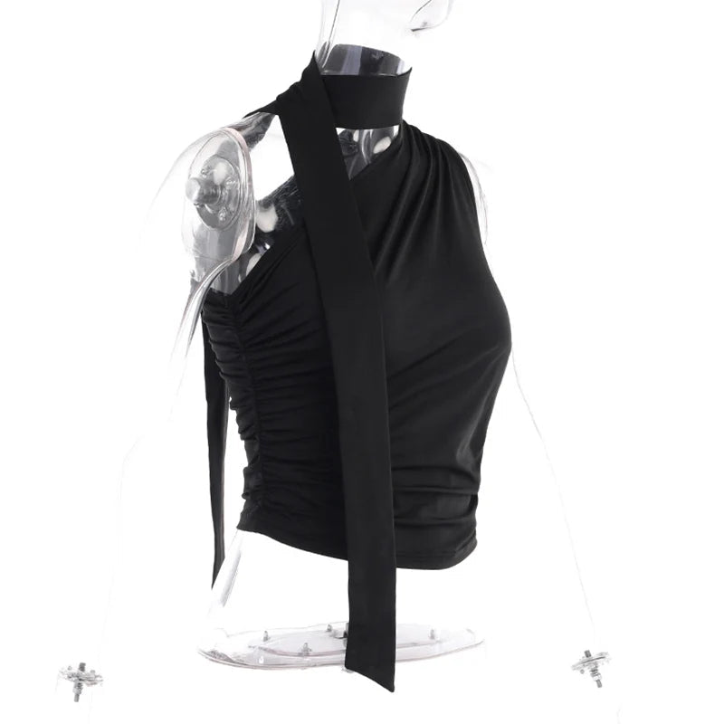 Backless Sexy Off Shoulder Halter Tank Tops Women Vintage Sleeveless Crop Top Y2K Clothes Club Female Casual Summer - MAGUSTA BEAUTY