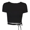 Bandage Backless White T Shirt Crop Top Women Y2k Aesthetic Clothes Korean Fashion Kawaii Short Sleeve Tshirts Sexy Summer 2022 - MAGUSTA BEAUTY