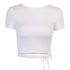 Bandage Backless White T Shirt Crop Top Women Y2k Aesthetic Clothes Korean Fashion Kawaii Short Sleeve Tshirts Sexy Summer 2022 - MAGUSTA BEAUTY