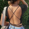 Bandage Backless White T Shirt Crop Top Women Y2k Aesthetic Clothes Korean Fashion Kawaii Short Sleeve Tshirts Sexy Summer 2022 - MAGUSTA BEAUTY