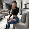 Basic Sheath Women Solid Turtleneck Tshirt Autumn Stretch Casual Undershirt Female All-match Street Activity Crop Tops - MAGUSTA BEAUTY