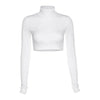 Basic Sheath Women Solid Turtleneck Tshirt Autumn Stretch Casual Undershirt Female All-match Street Activity Crop Tops - MAGUSTA BEAUTY