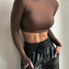 Basic Sheath Women Solid Turtleneck Tshirt Autumn Stretch Casual Undershirt Female All-match Street Activity Crop Tops - MAGUSTA BEAUTY