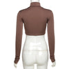 Basic Sheath Women Solid Turtleneck Tshirt Autumn Stretch Casual Undershirt Female All-match Street Activity Crop Tops - MAGUSTA BEAUTY