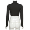 Basic Sheath Women Solid Turtleneck Tshirt Autumn Stretch Casual Undershirt Female All-match Street Activity Crop Tops - MAGUSTA BEAUTY