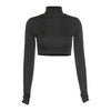 Basic Sheath Women Solid Turtleneck Tshirt Autumn Stretch Casual Undershirt Female All-match Street Activity Crop Tops - MAGUSTA BEAUTY