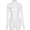 Basic Sheath Women Solid Turtleneck Tshirt Autumn Stretch Casual Undershirt Female All-match Street Activity Crop Tops - MAGUSTA BEAUTY
