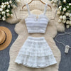 Beach Boho Women's Set Strap Sleeveless Tank Top and Ruched Mini A - line Skirts Two 2 Piece Sets 2025 Summer Outfits - MAGUSTA BEAUTY